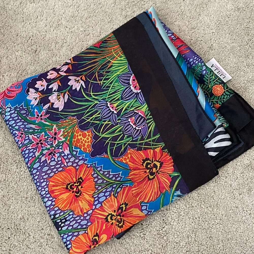 LULLA Collection Vibrant Poly Silk Zebra Floral Print Scarf colorful‎